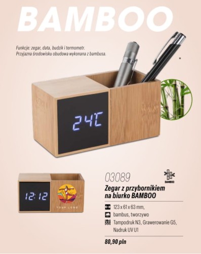 przybornik z zegarem BAMBOO.JPG
